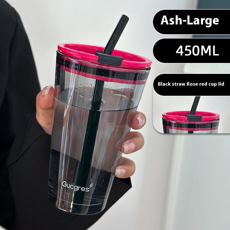 Portable Coffee Cup with Rose Red Design, Leak-Proof & Heat Insulated