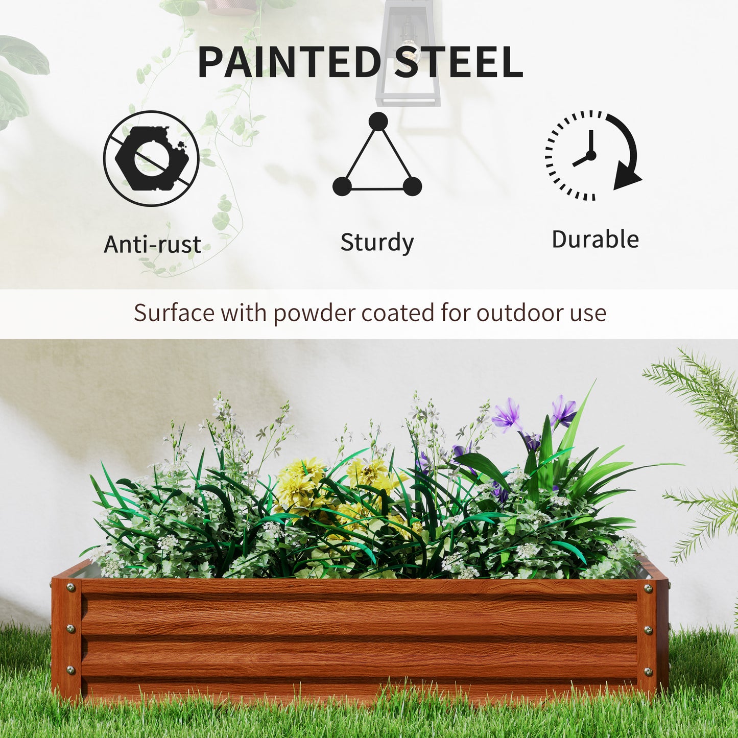 Galvanized Steel Raised Garden Bed 4x2x1 ft Plant Container for Vegetables Herbs