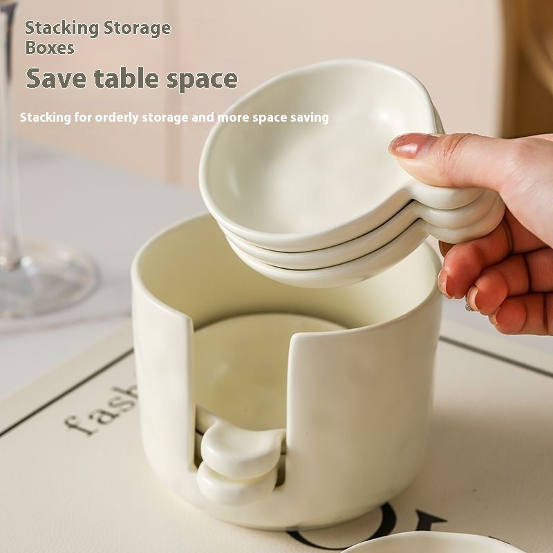 Ceramic Soy Sauce & Vinegar Dish Set - Milk White 4/6 Pack, Nordic Style