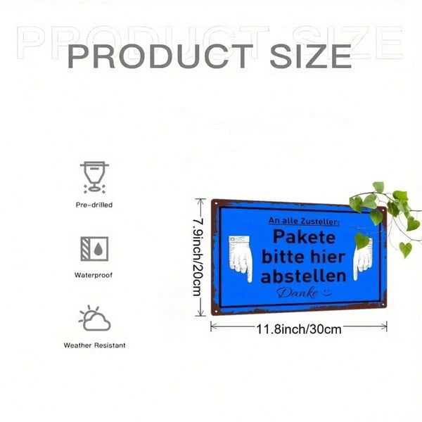 Creative 2D Flat Directional Sign with German Text - Wall Decor