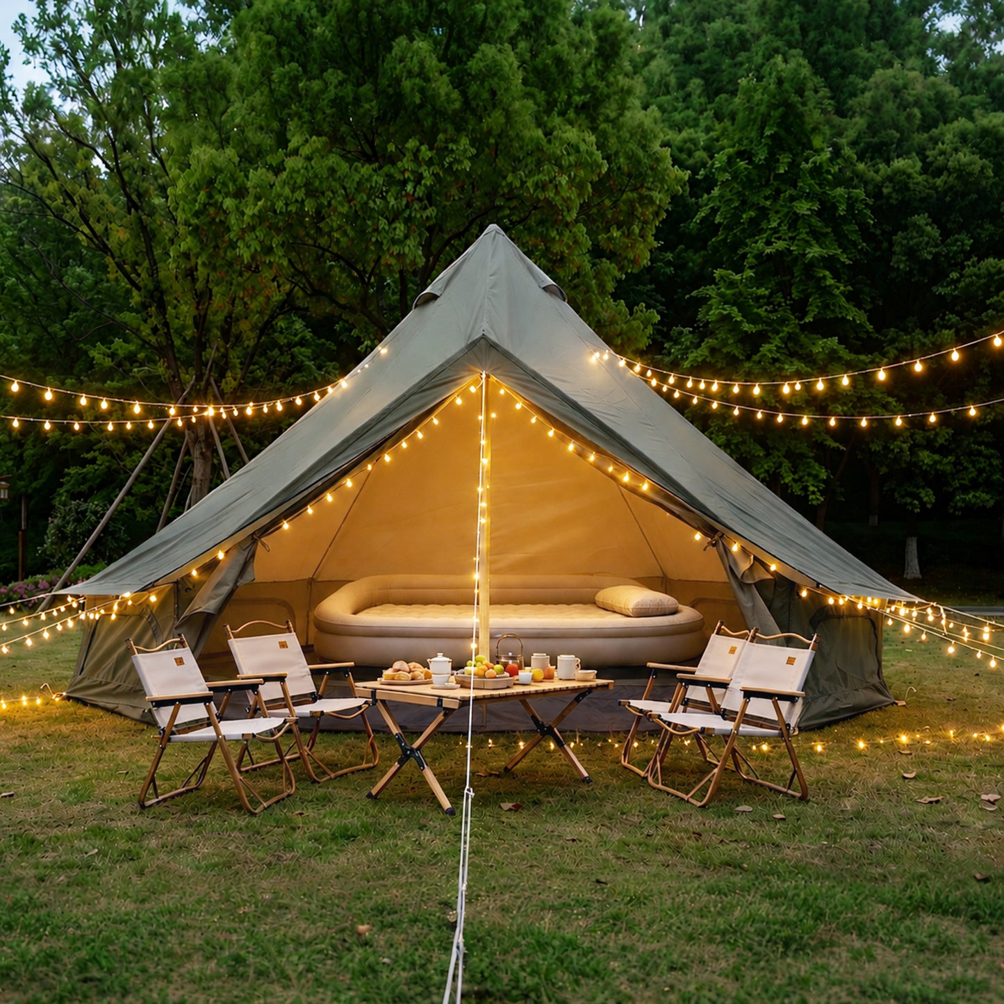 Spacious 9.8ft Oxford Bell Tent for Family Camping - Green