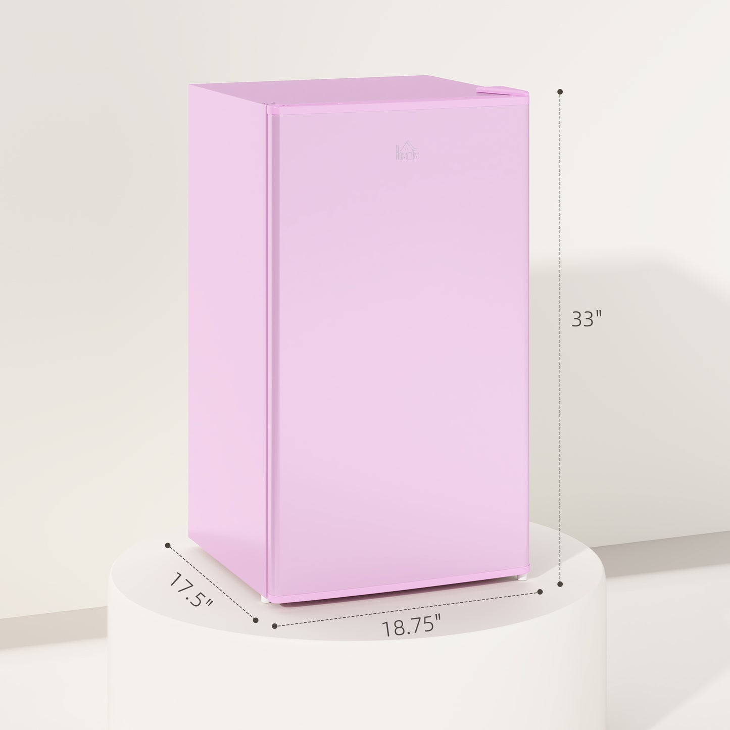 Pink Mini Fridge with Freezer, 3.2 Cu Ft Compact Refrigerator, Reversible Door