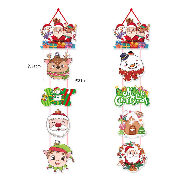 Christmas Scene Door Curtain Decor Cartoon Holiday Festive Hanging Ornament