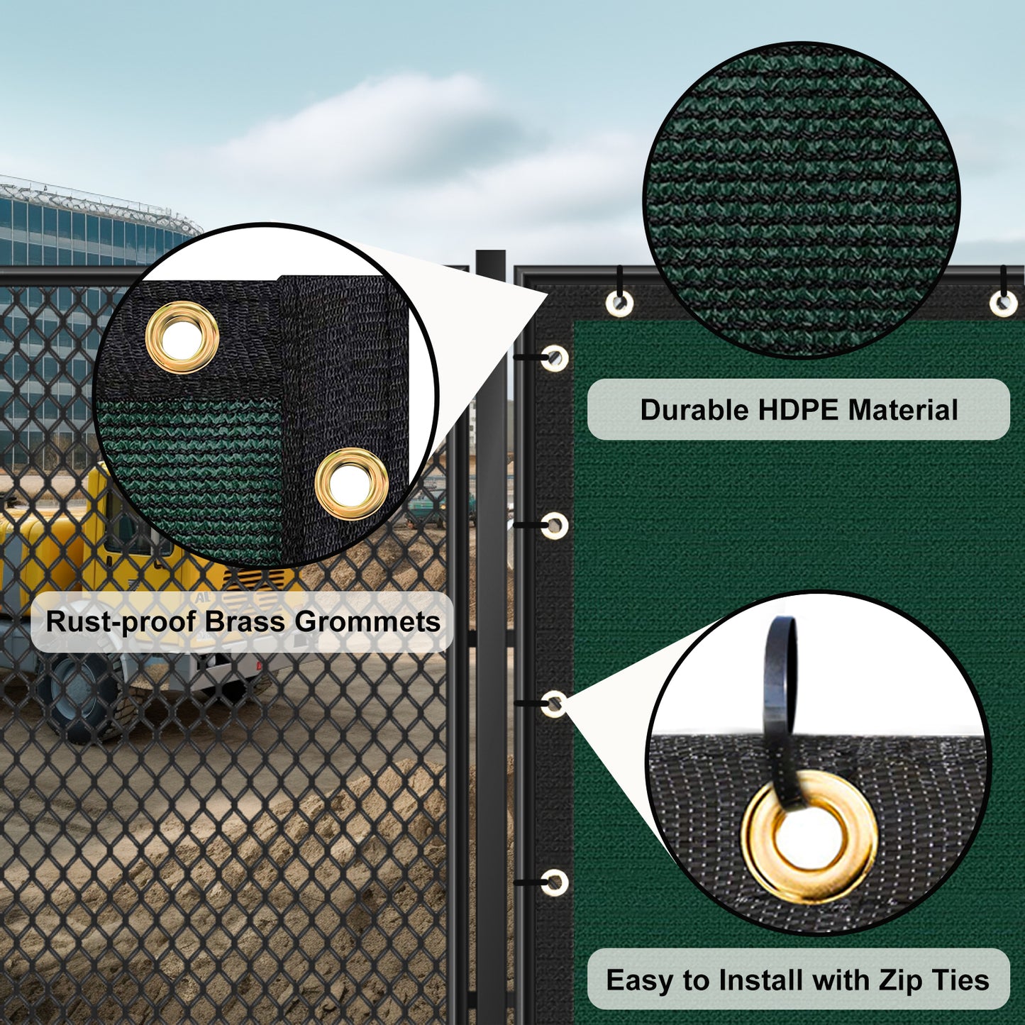 4x50ft Outdoor Privacy Fence Screen HDPE Sun-Resistant Garden Barrier - Dark Grey Black Green Brown