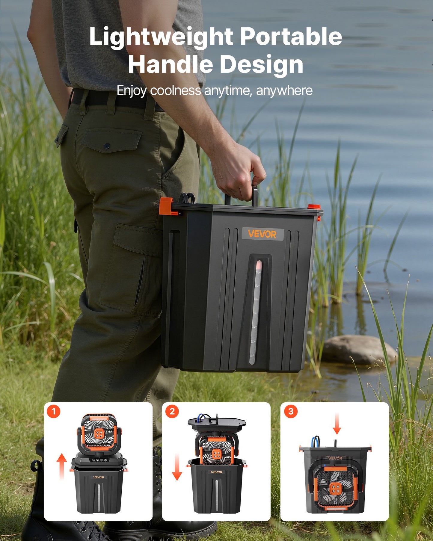 Portable Water Misting Fan with 3.17 Gal Water Tank, 20,000mAh Battery & 4 Speeds