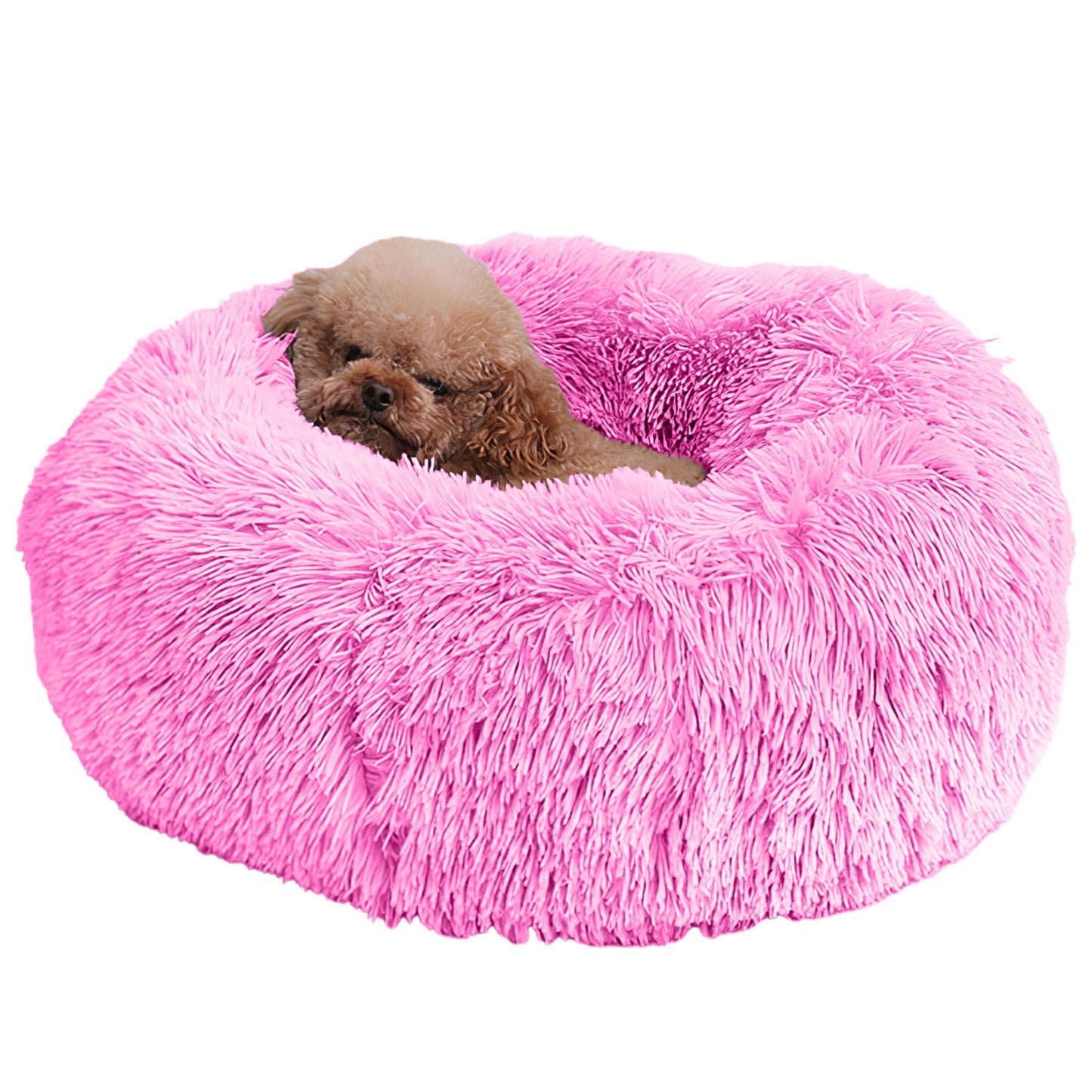 Soft Warm Plush Dog & Cat Bed with Supportive Rim and Non-Slip Bottom