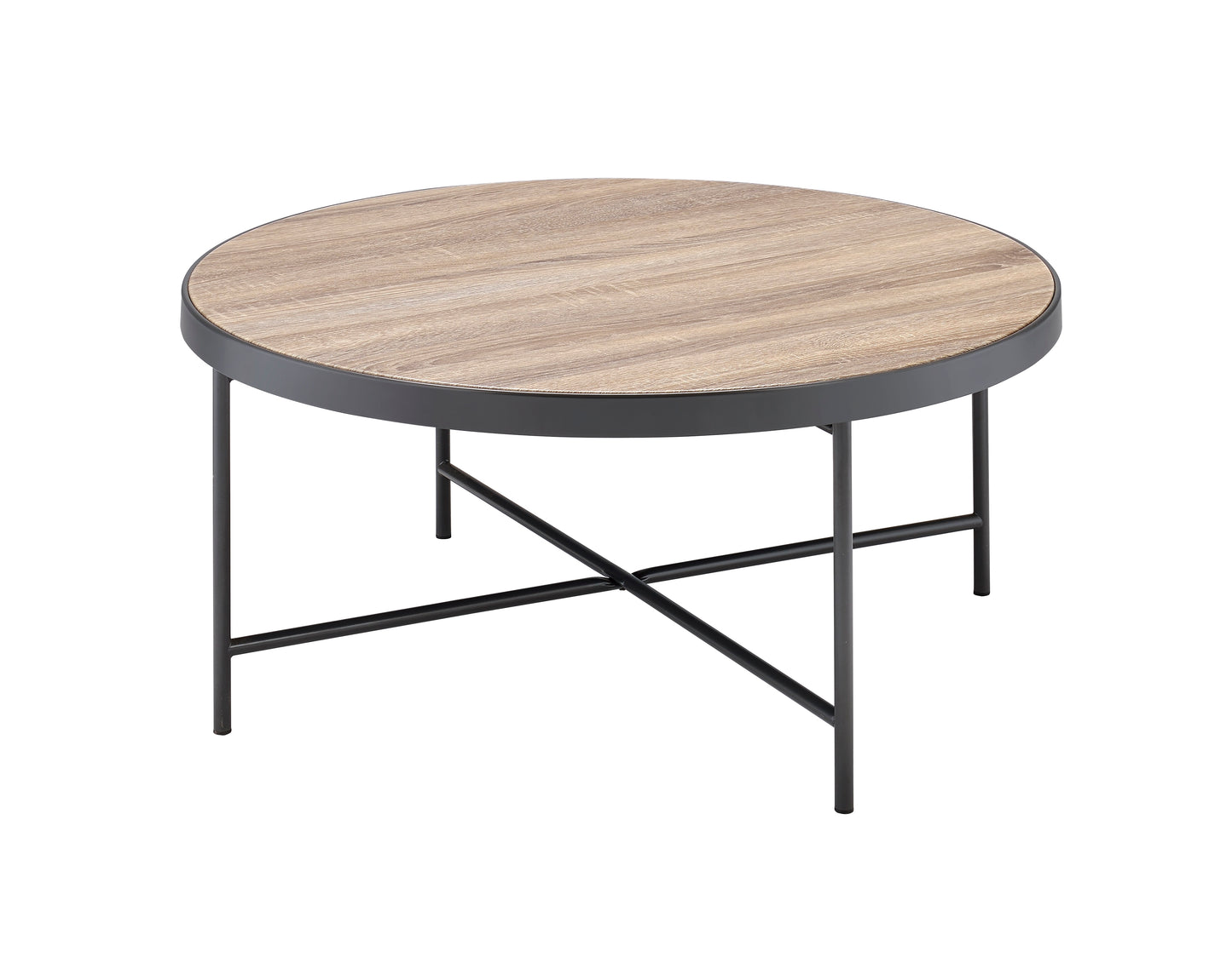 Bage Weathered Gray Oak Coffee Table with Metal Finish