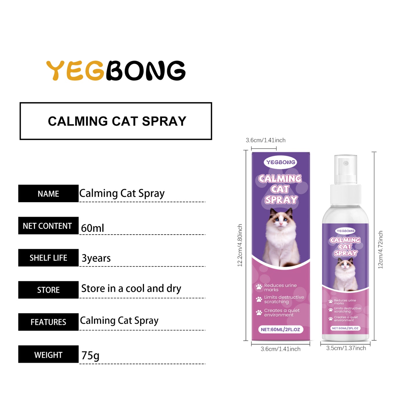 Calming Cat Spray - 60ML Anxiety Relief & Behavior Support