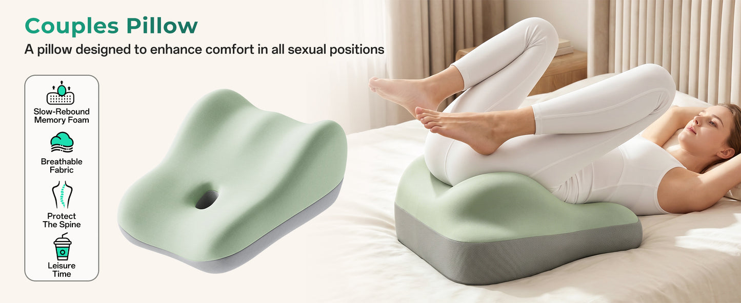 Ergonomic Memory Foam Sex Pillow for Couples - Green