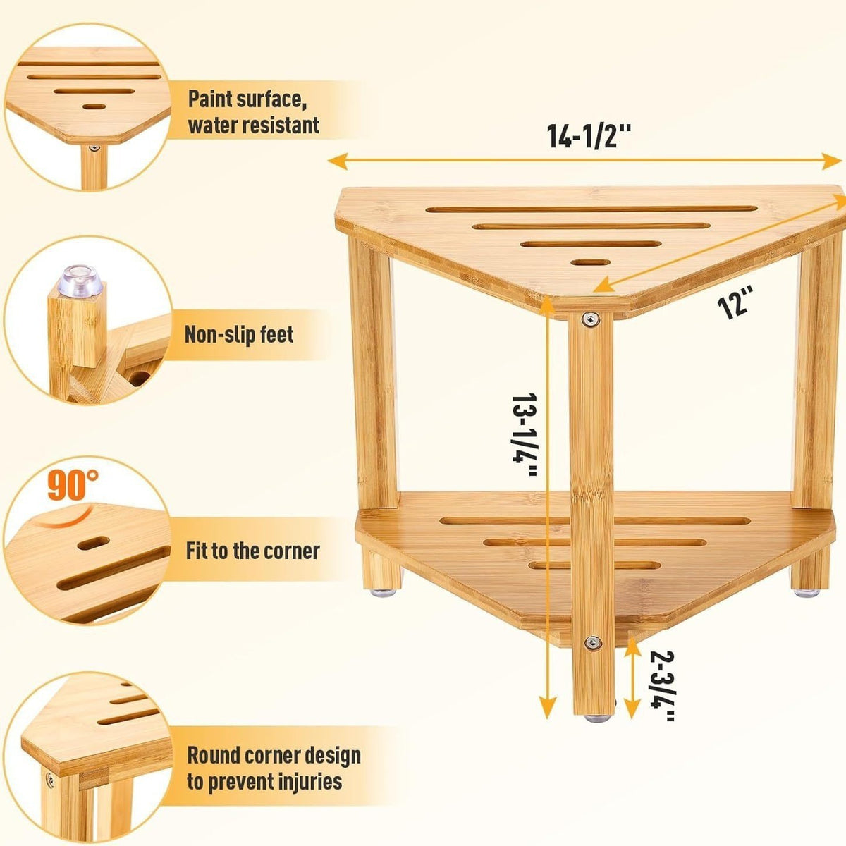 Multi-Purpose Bamboo and Wood Bathroom Storage Rack - Foldable & Rotatable