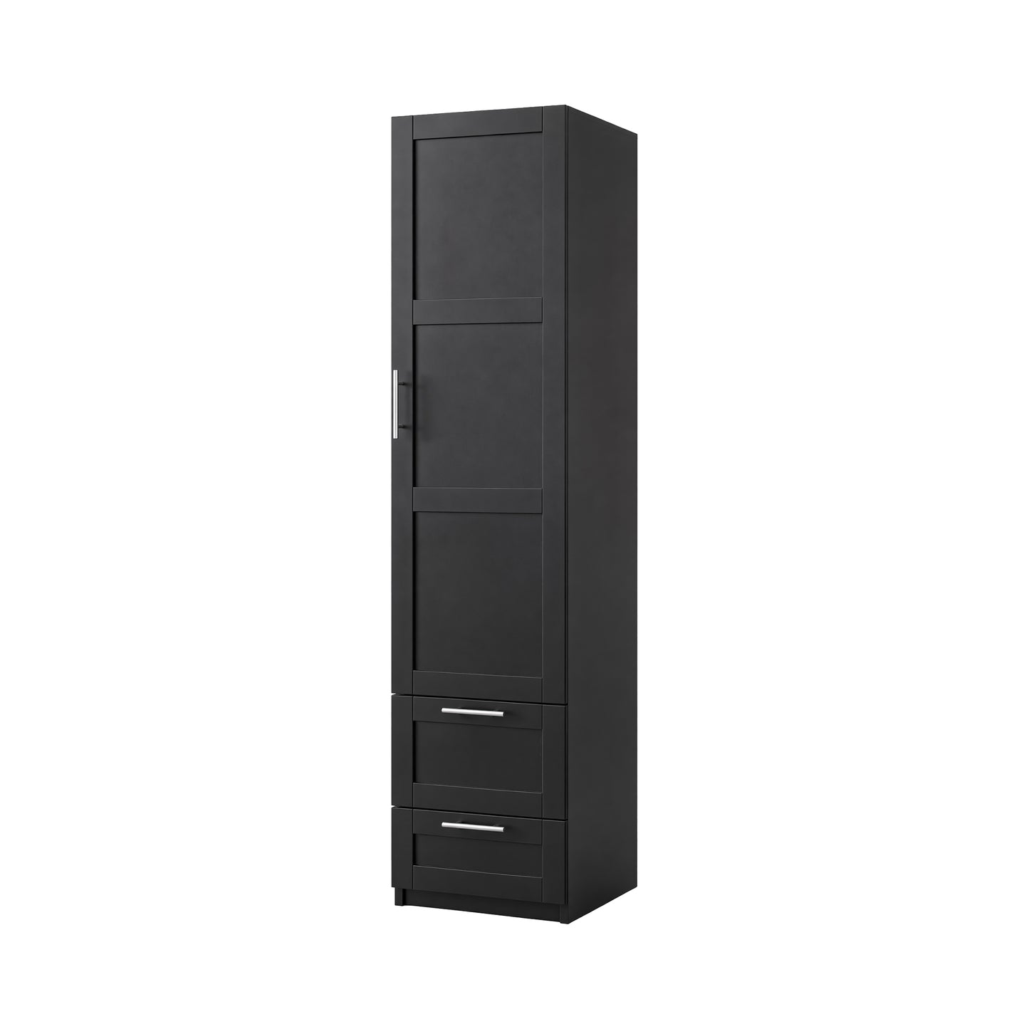 Tall Kitchen Storage Cabinet with 1 Door & 2 Drawers - Black