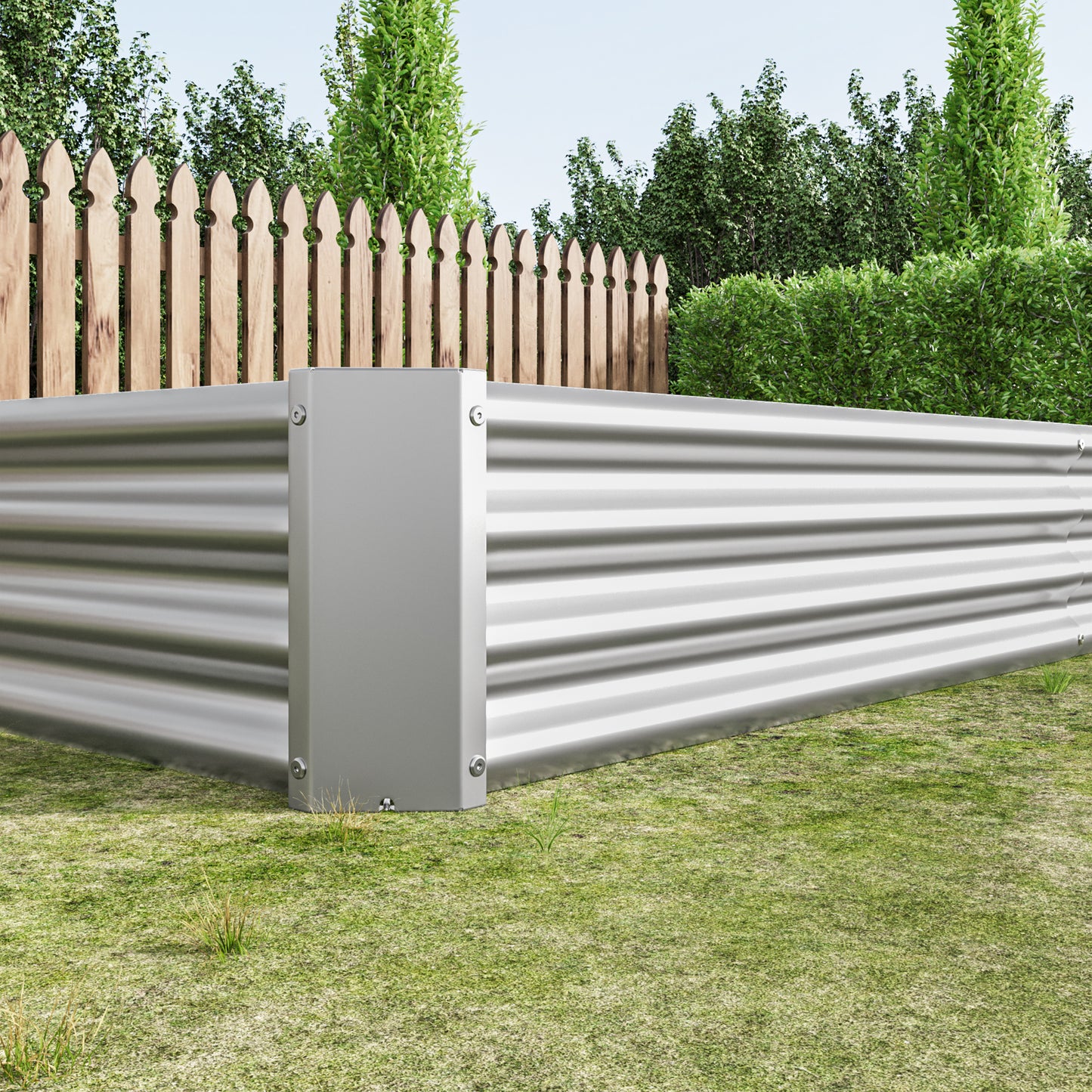 Metal Raised Garden Beds - 2PCS Silver Rectangle Planters