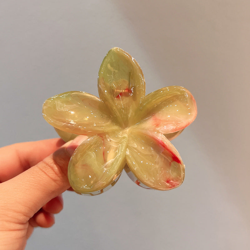 8cm Hair Barrette with Marble Blooming Pattern for Women - Multiple Colors
