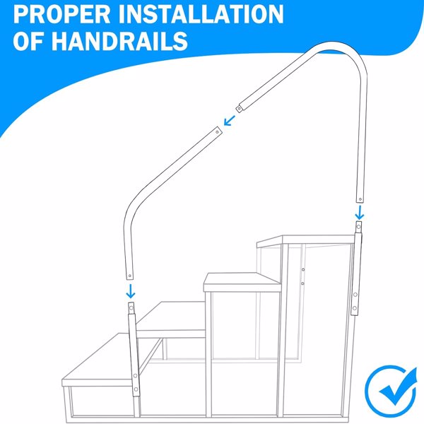 4-Step RV Ladder with Handrail - Heavy Duty Outdoor Steps