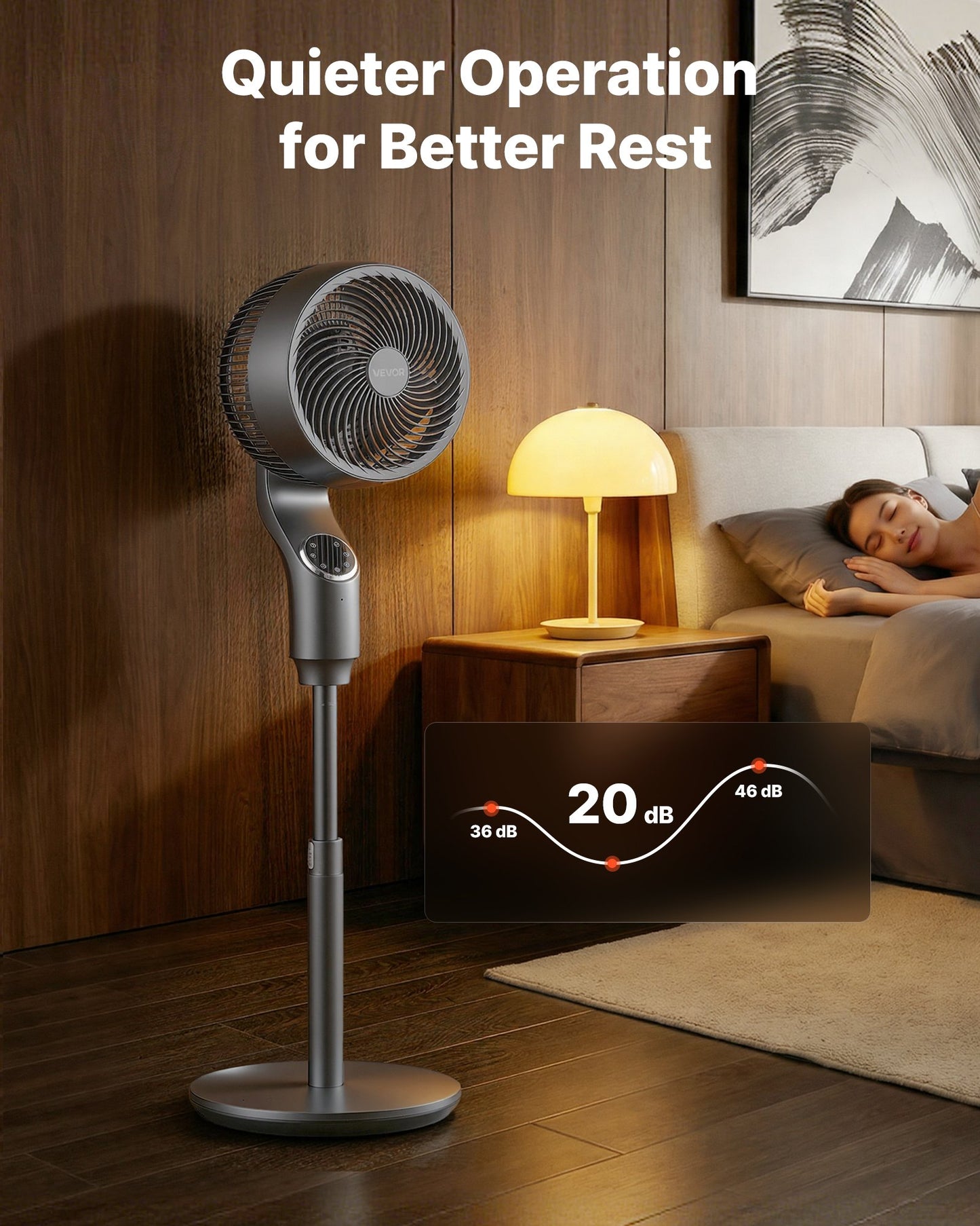 Black 9-Inch Oscillating Pedestal Fan with Remote, 12 Speeds & 4 Modes