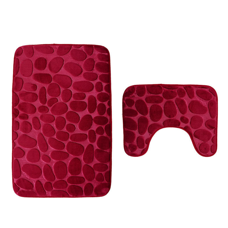 Non-Slip Bathroom Mat Set Pebble Stone Toilet Floor Carpet European American Style