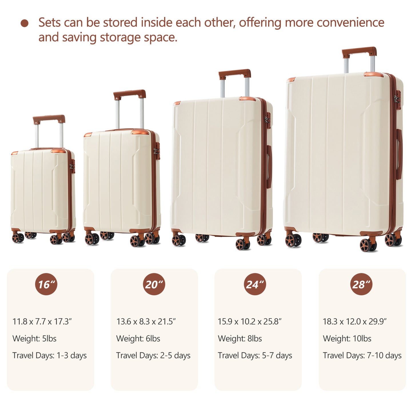 Expandable Hardshell Luggage Set - 6 Piece Suitcase Set