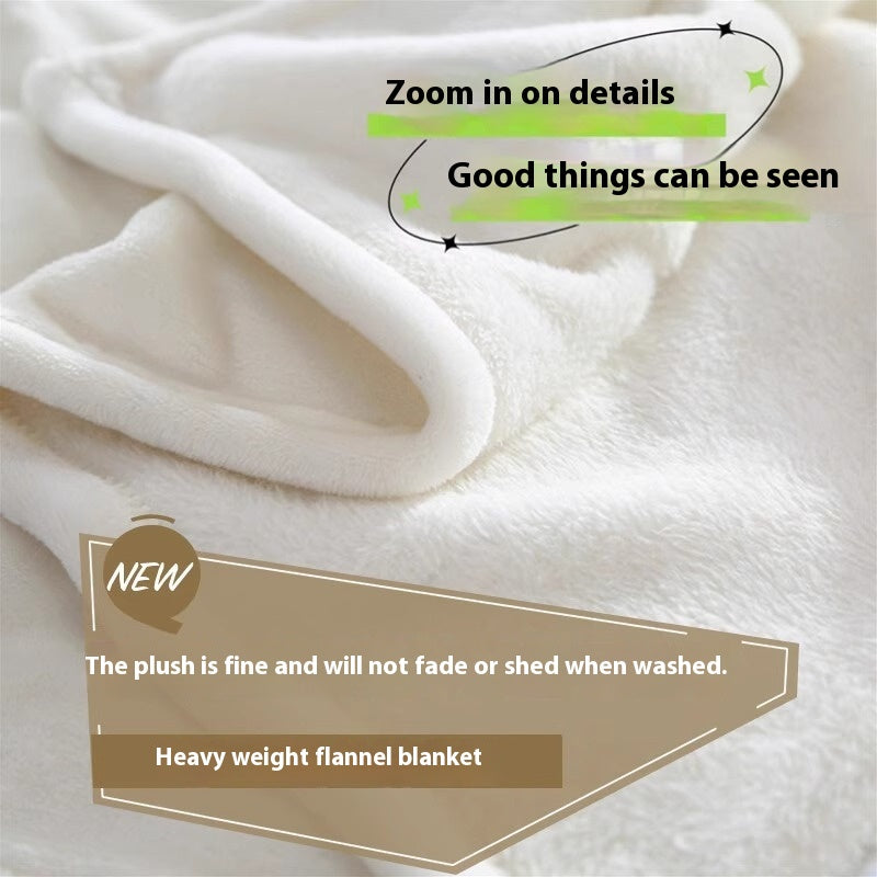 White Flannel Blanket 130x160cm Cozy Wool Office Nap Bedding