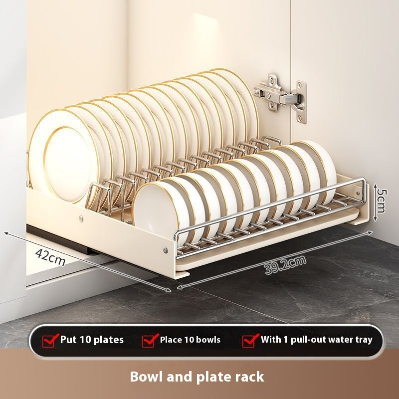 Large Stainless Steel Kitchen Bowl & Dish Storage Rack for Cabinets