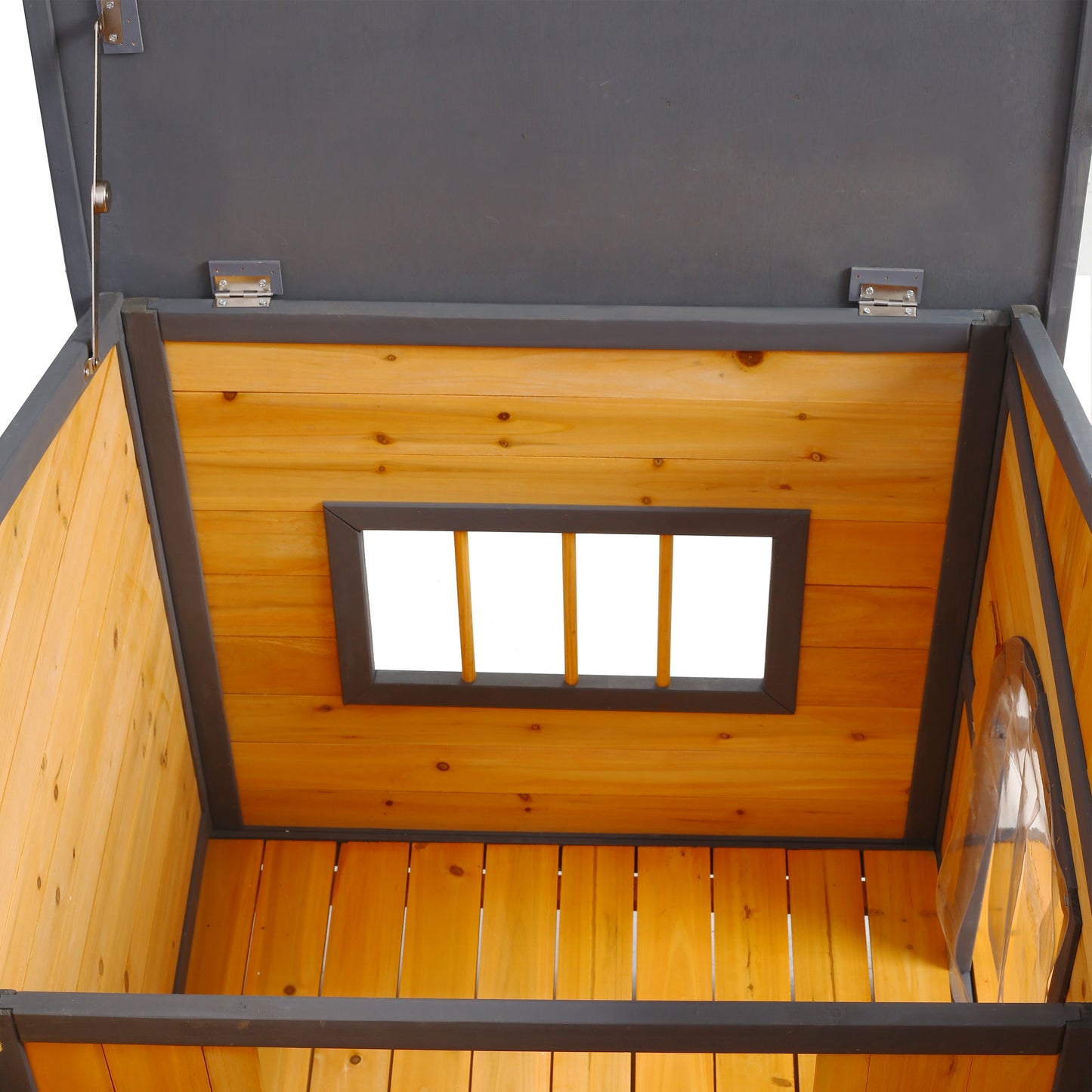 Large Wooden Dog House Outdoor Double Kennel with Porch & Elevated Floor