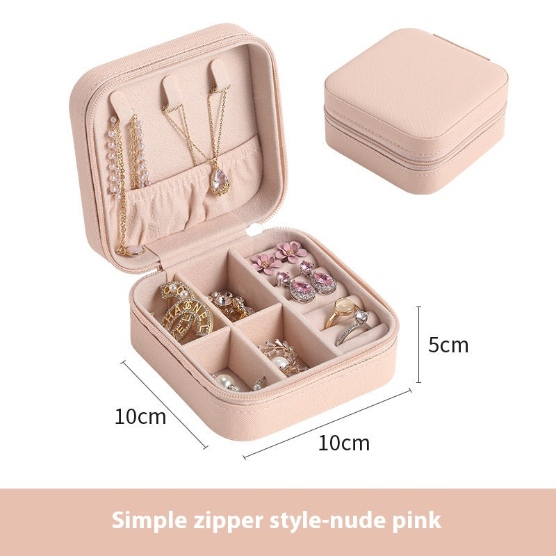 Portable Jewelry Box with Velvet Interior for Rings and Earrings