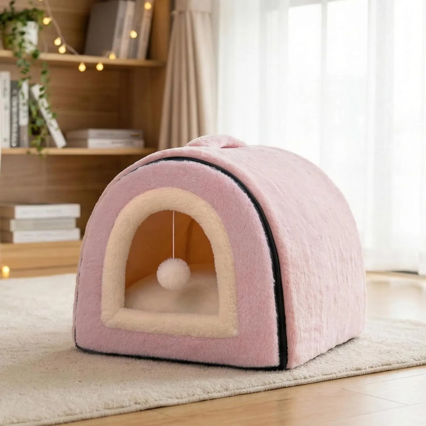 Foldable Indoor Cat Bed with Anti-Slip Water-Resistant Bottom - Cozy Pet House