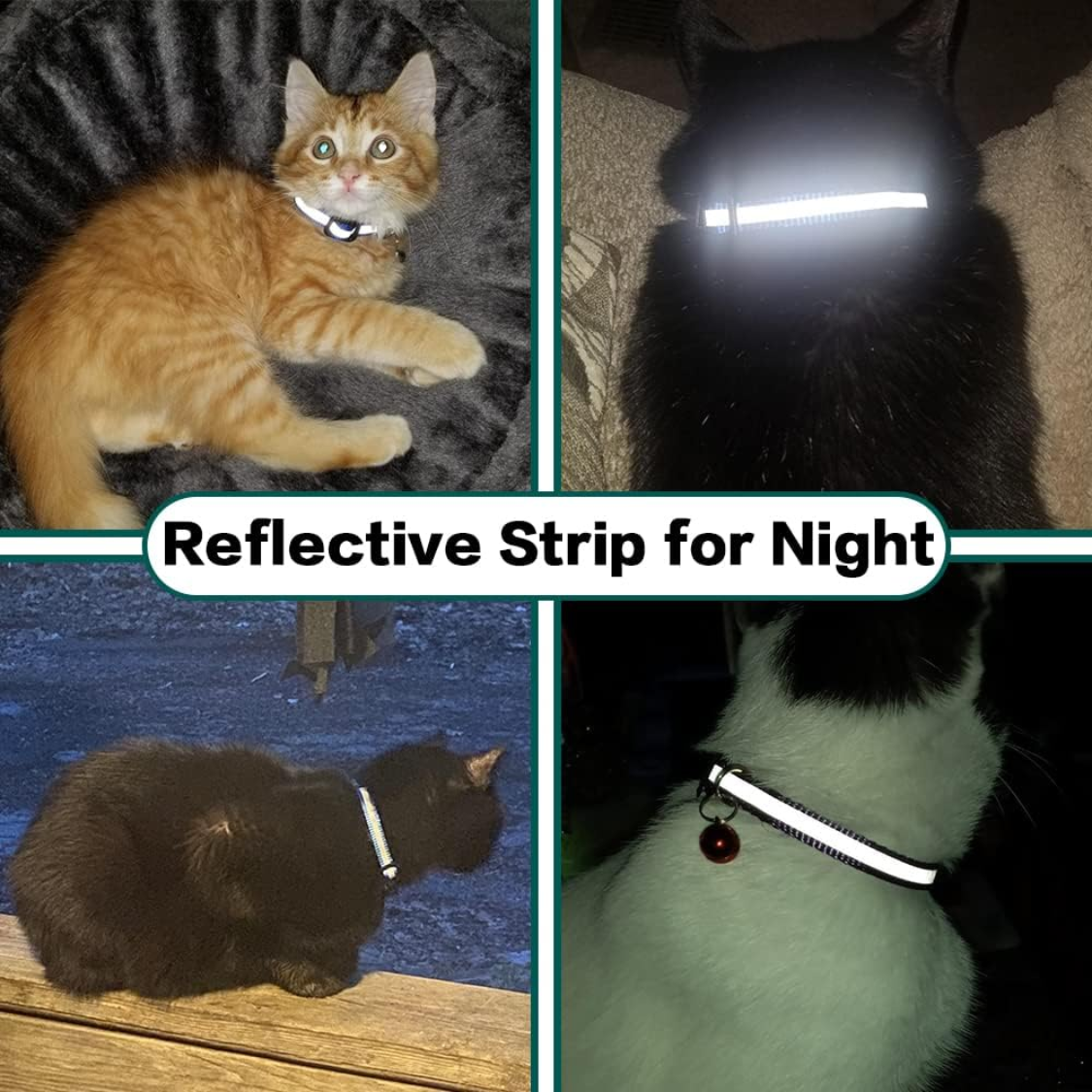 Reflective Cat Collar with AirTag Holder Breakaway Safety Buckle Adjustable