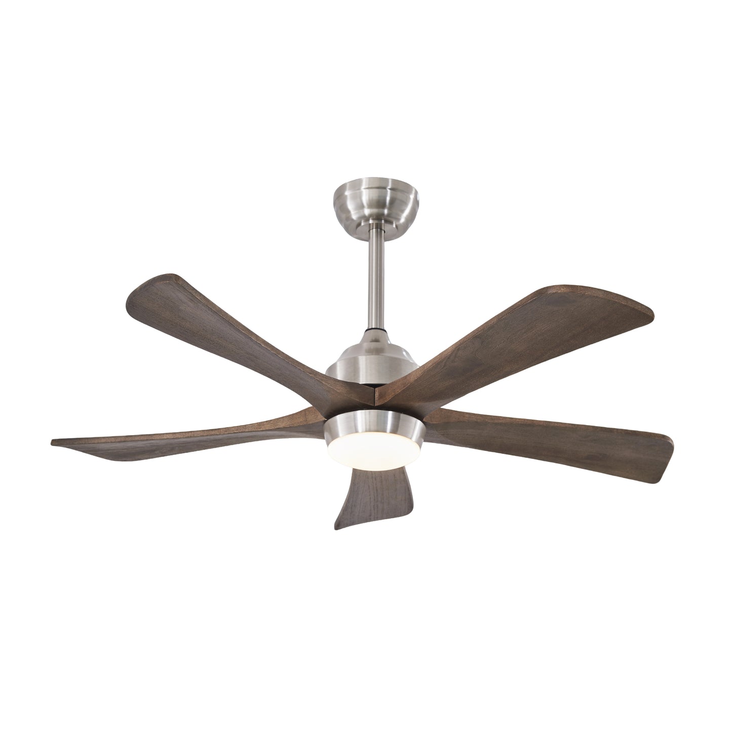42" Solid Wood Blade Ceiling Fan with Lights & Remote Control - Nickel