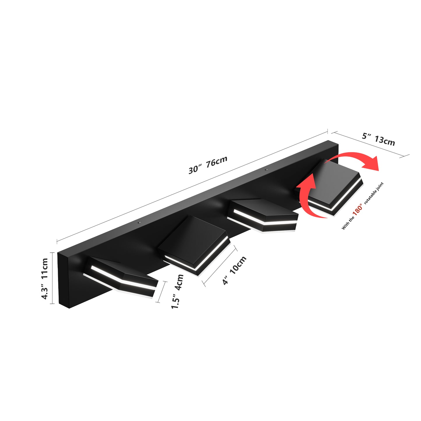 Modern Chrome LED Vanity Light - 4-Light Wall Sconce