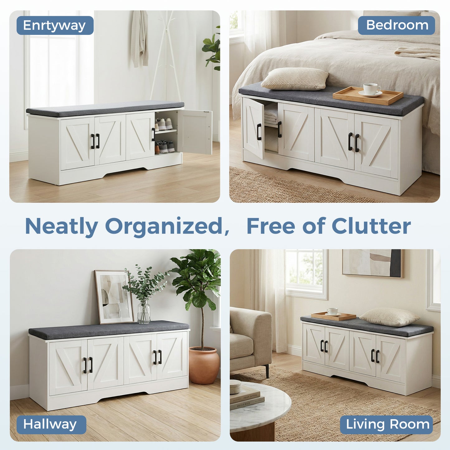 Wooden Shoe Storage Cabinet for Living Room - Multiple Sizes