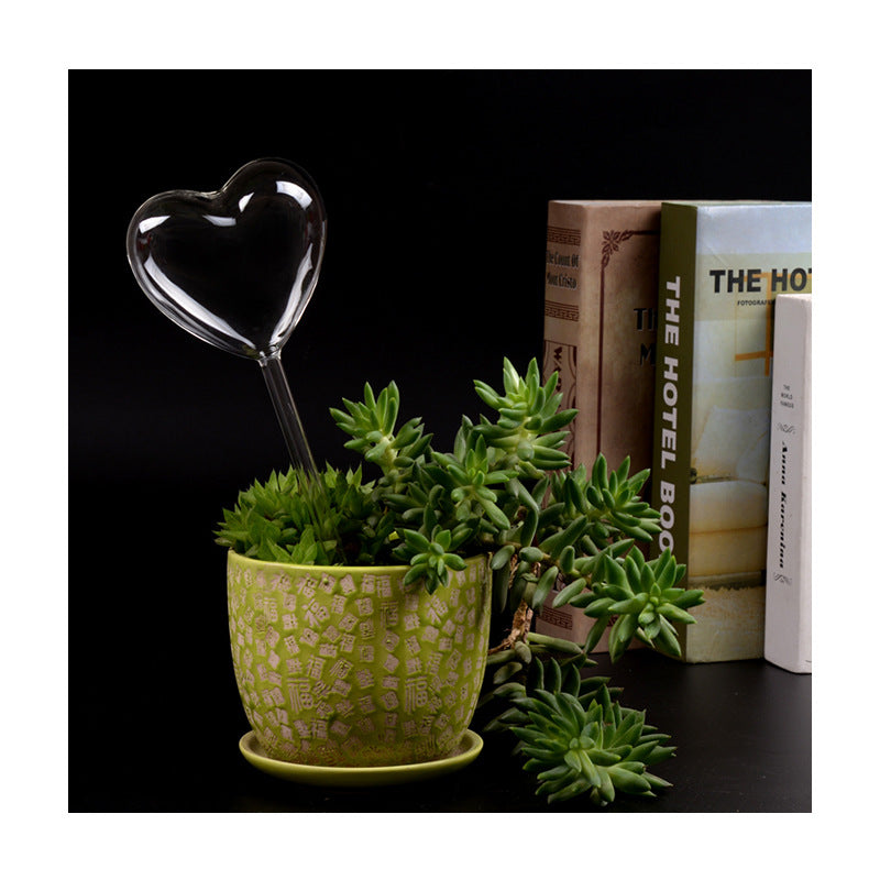 Love Heart Watering Device for Indoor Bonsai and Greenery - Customizable Glass Decor