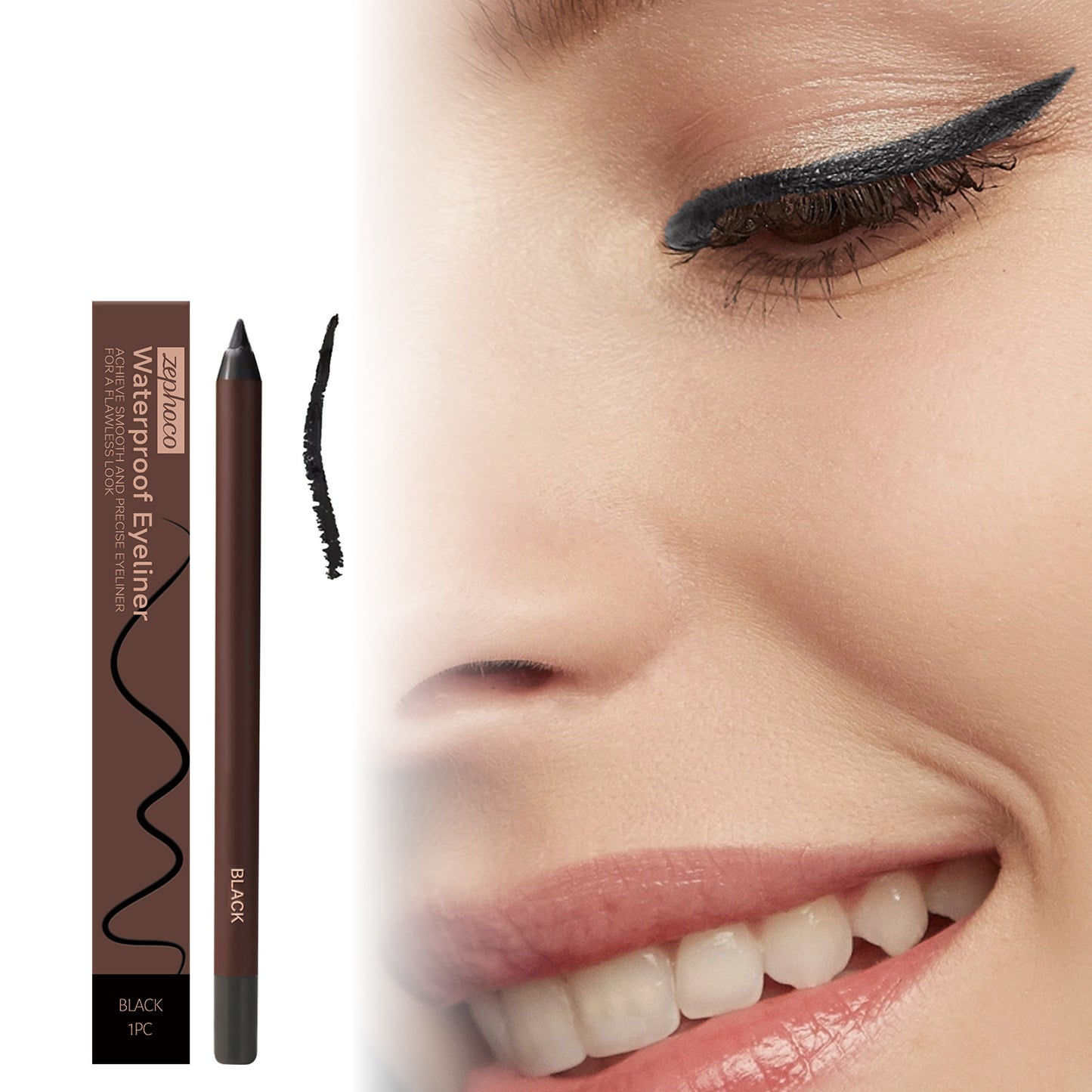Waterproof Black Eyeliner - Long-Lasting Eye Makeup Pencil, 1 Piece