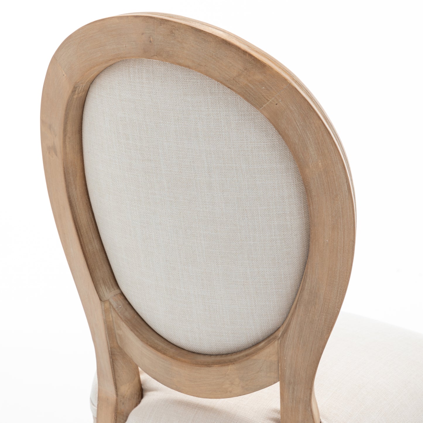 Farmhouse Dining Chairs Set of 2 - Solid Wood Frame with Linen Cushions, Beige