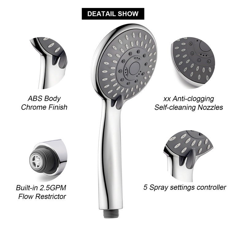 American 5-Function Handheld Shower Head with Hose & Bracket