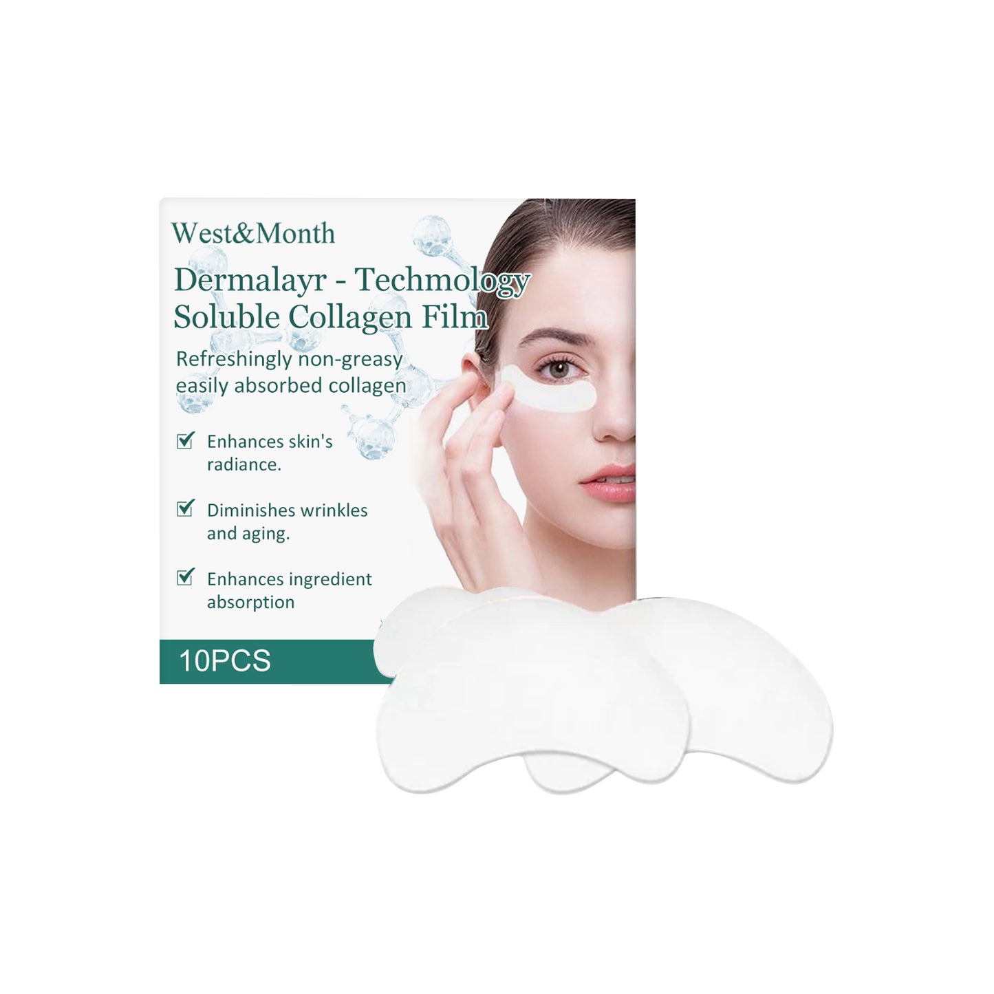Soluble Collagen Film Anti-Aging Facial Patch for Skin Tightening - 10pcs
