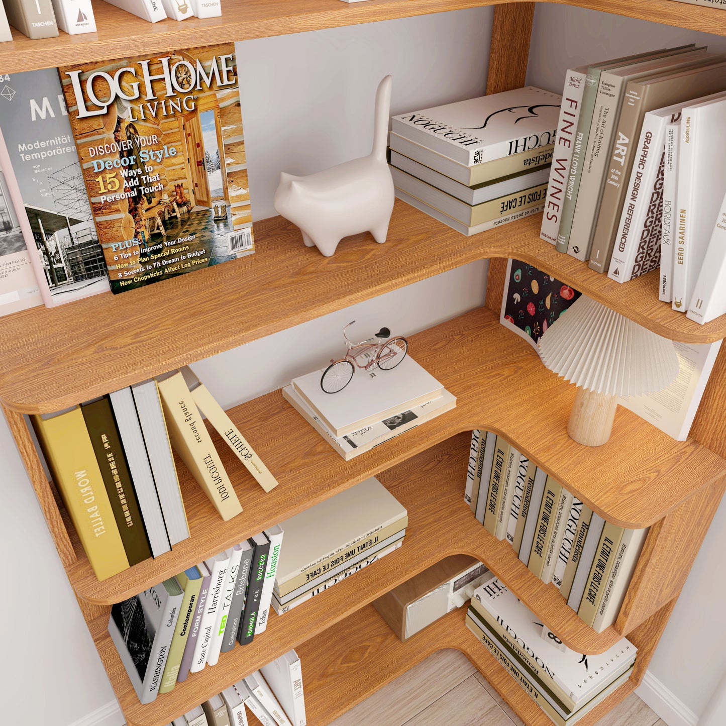 90cm 35.43in Extended Size Freestanding Corner Bookshelf For Living