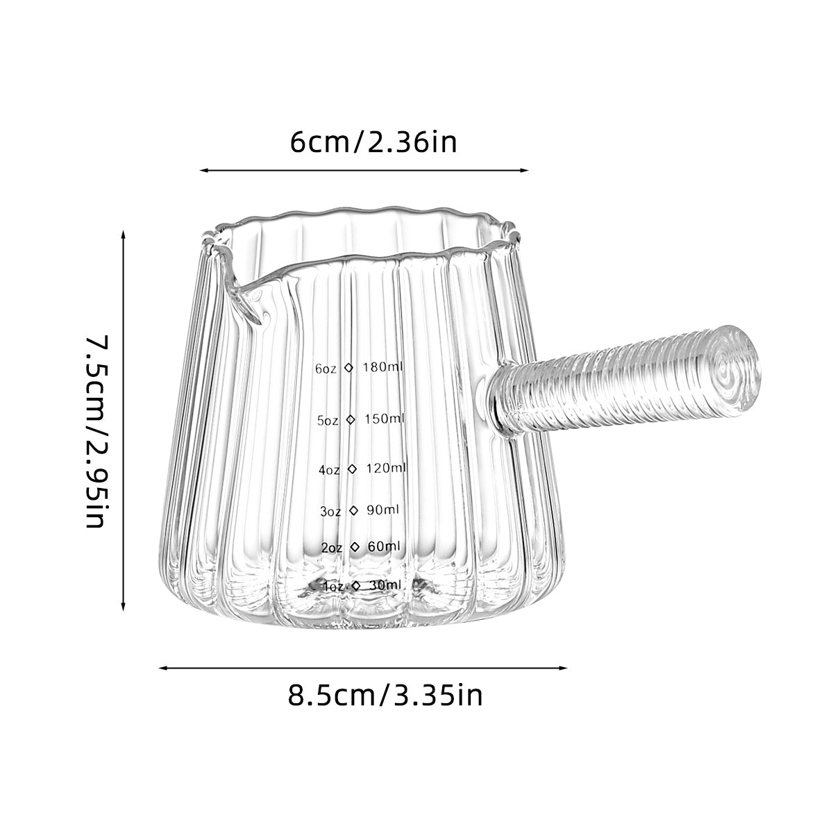 180ml Mini Coffee Cup with Glass Handle - Italian Style