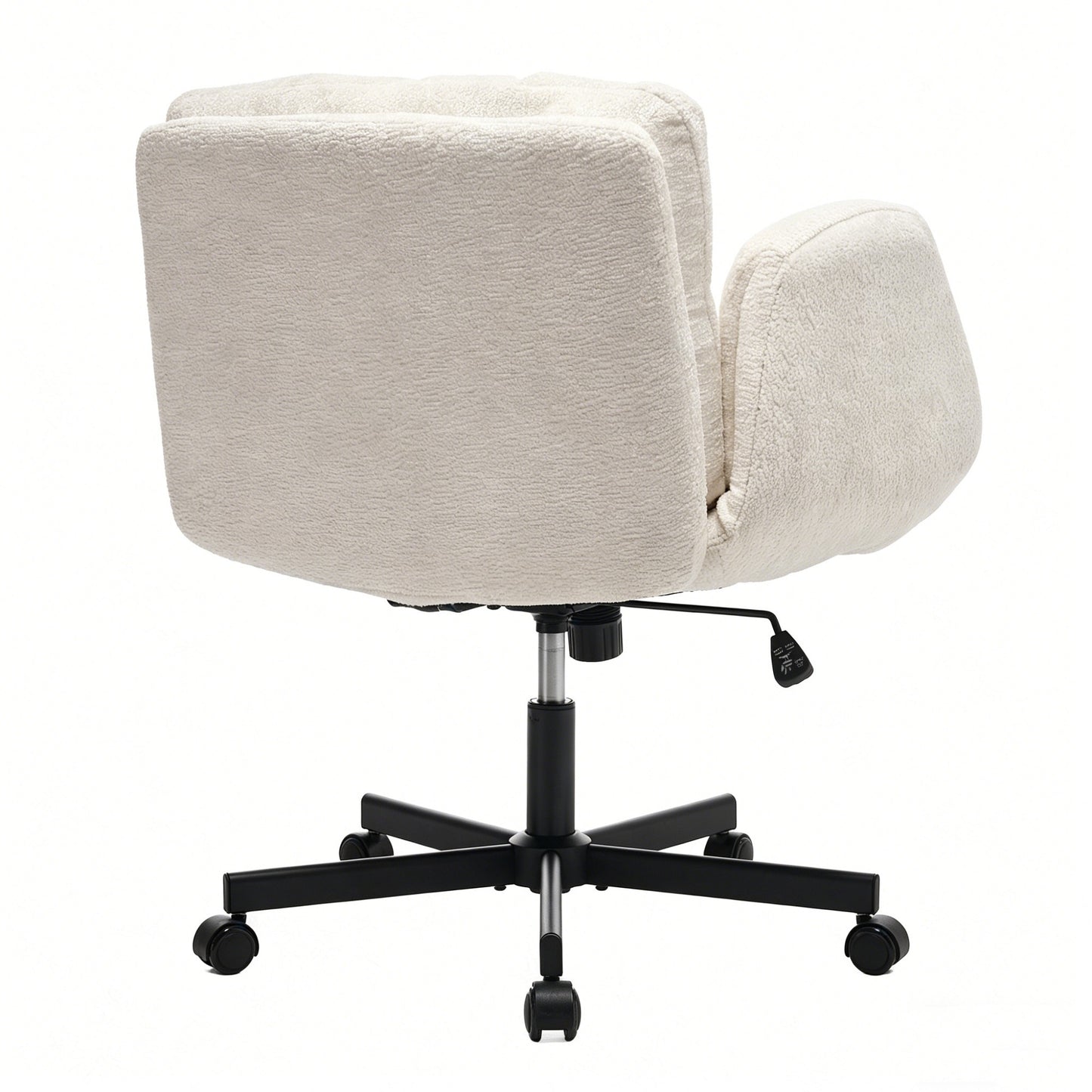 Chenille Swivel Office Chair - Height Adjustable with Armrests - Beige