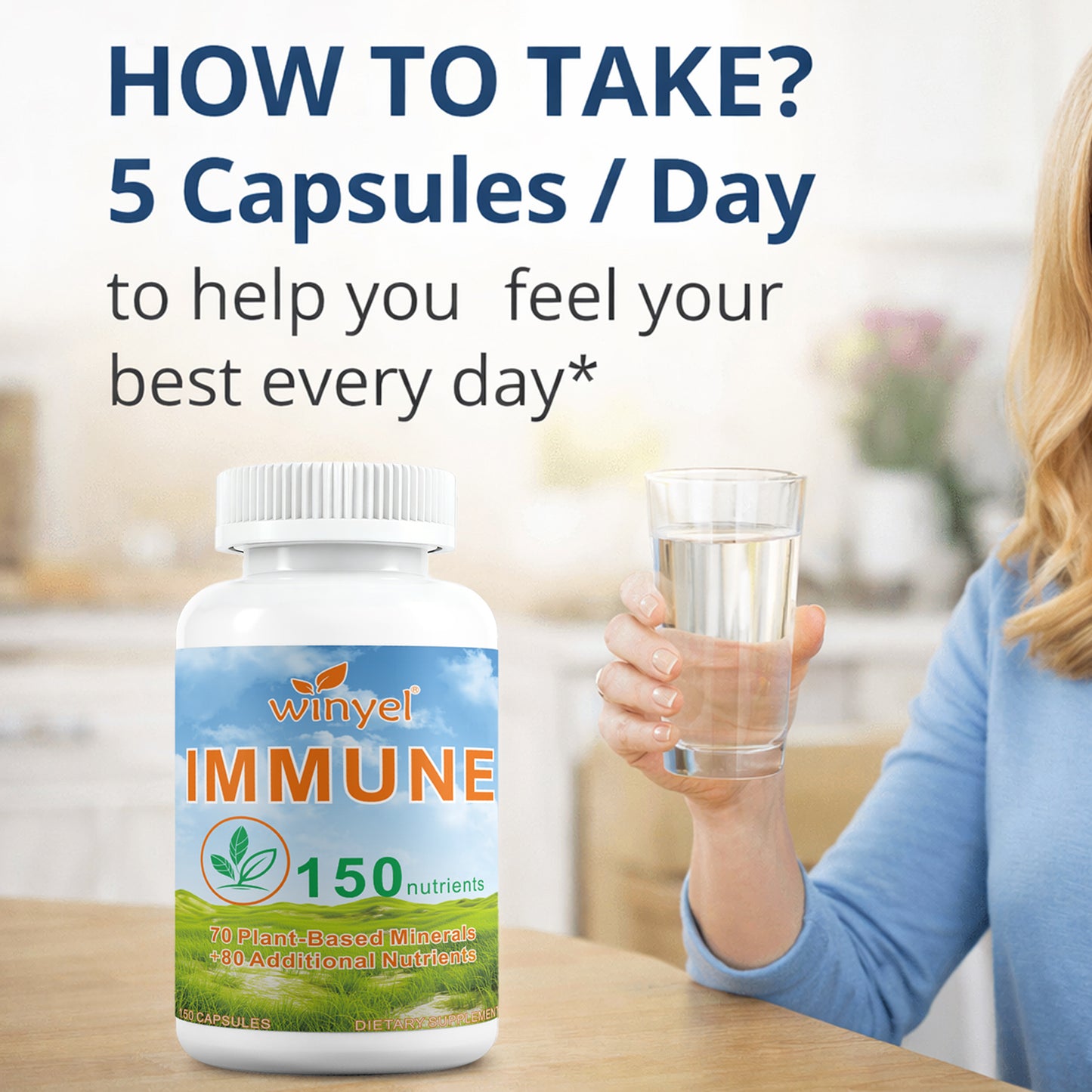 Immune Support Multivitamin Capsules - 150 Count Daily Supplement