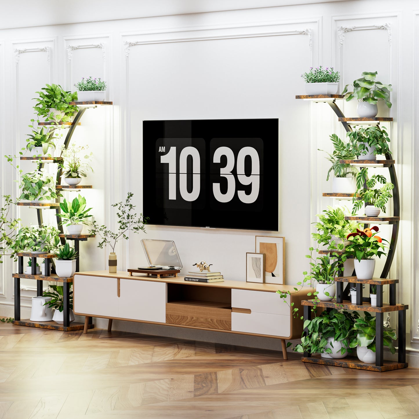 2PCS Plant Stand Indoor With Grow Lights, 9 Tiered Metal Shelf, 63