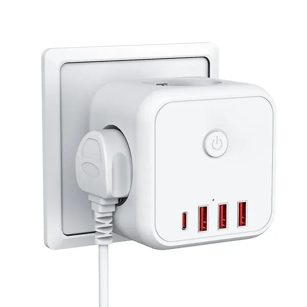 7-in-1 Multi-Function Electrical Socket Adapter 250V 4000W EU Plug USB-C