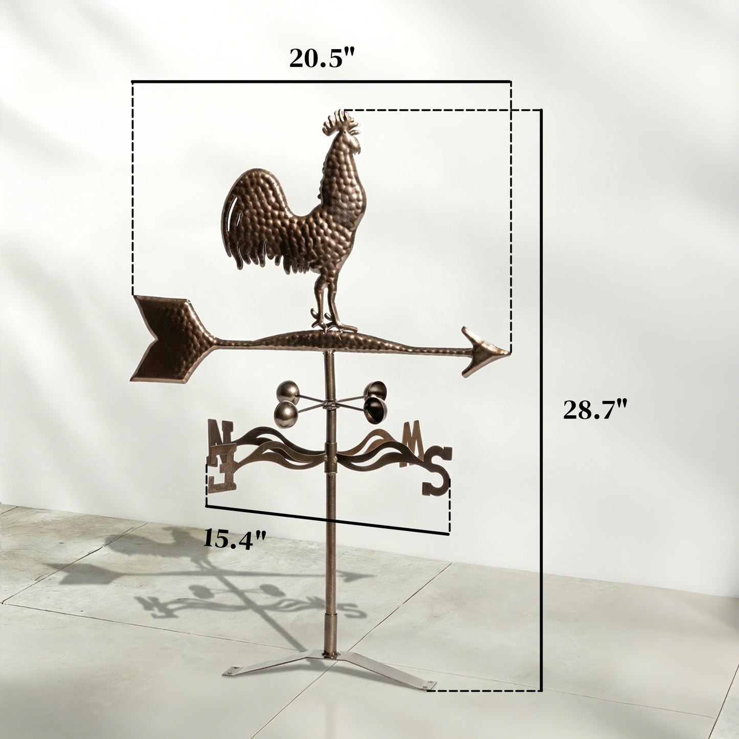 Metal Rooster Weathervane - Outdoor Roof Wind Direction Indicator