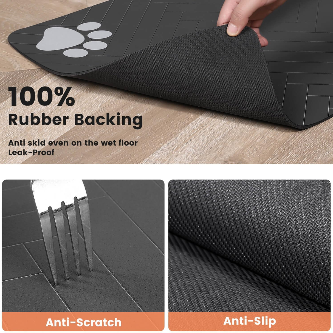 Pet Feeding Mat with Waterproof Rubber Backing - Absorbent & Non-Slip for Dogs & Cats