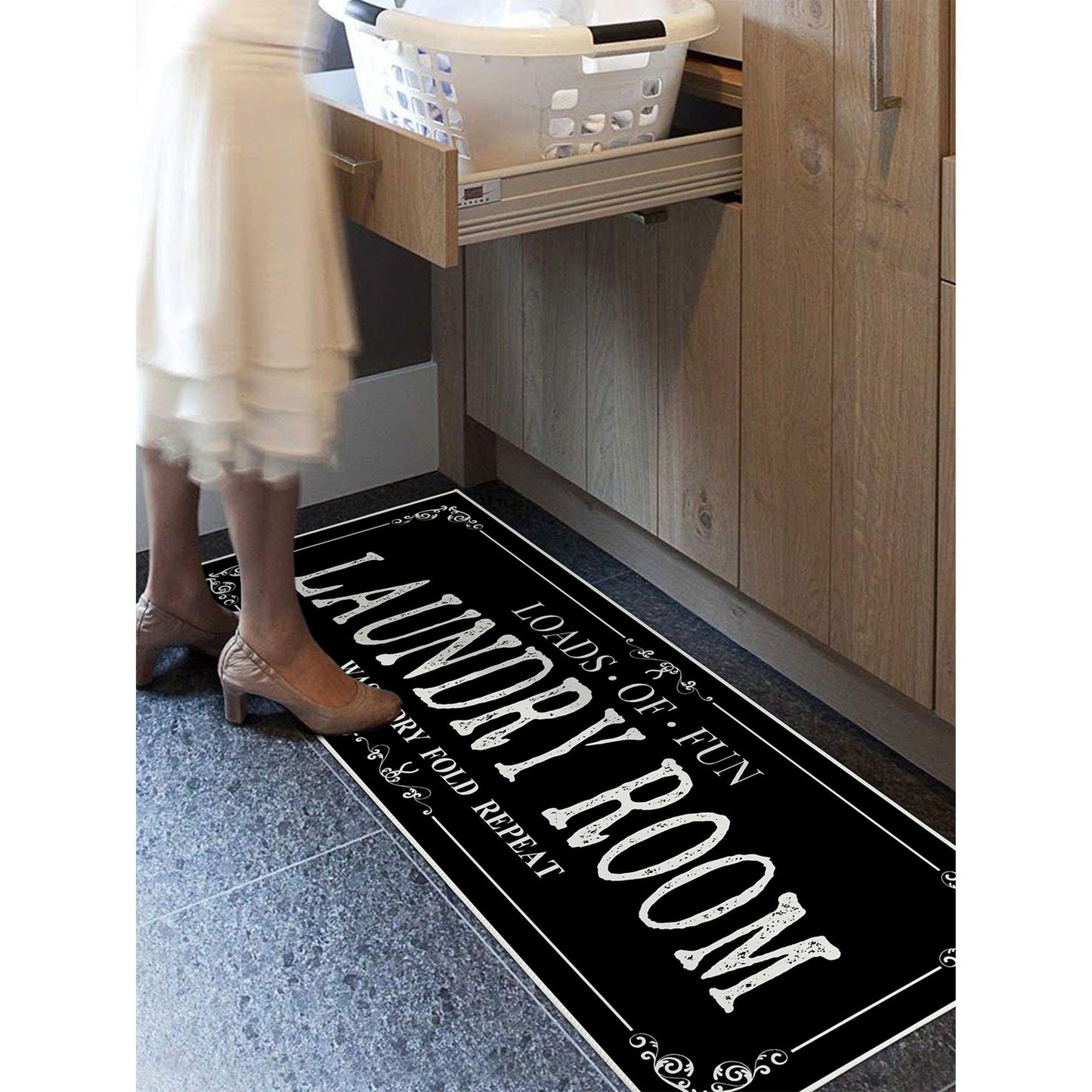 Non-Slip Absorbent Kitchen Bathroom Door Mat - Thickened Polyester Floor Rug