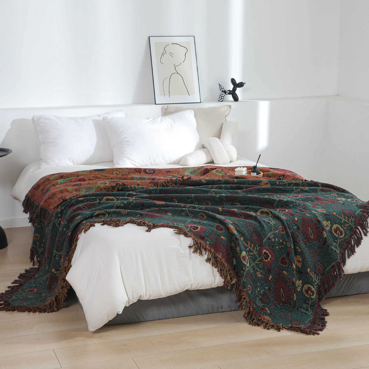 Washed Jacquard Cotton Nap Blanket - Multiple Sizes & Patterns