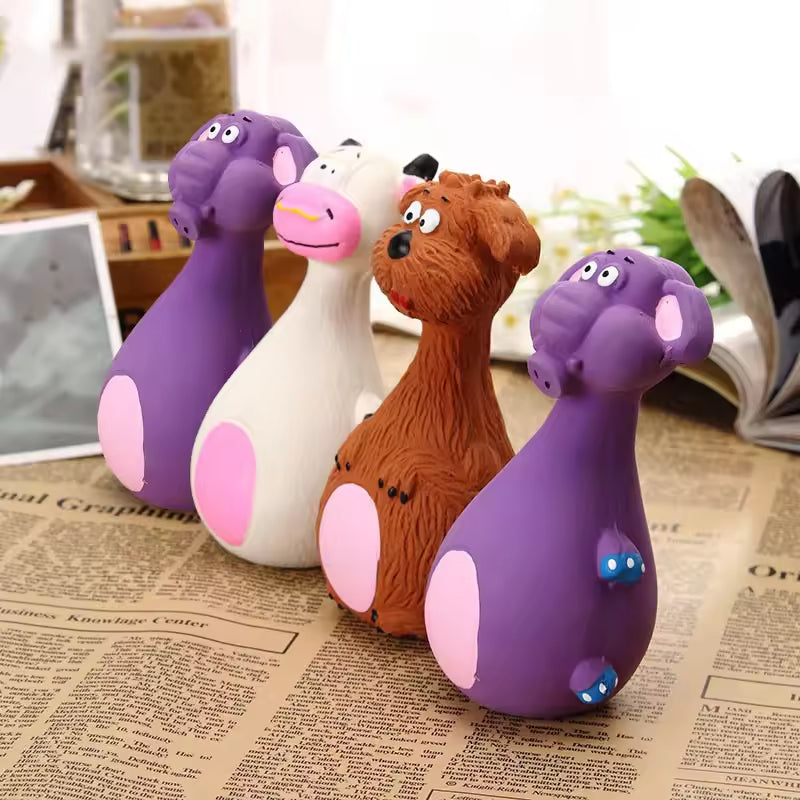 Dog Chew Toys Set - Latex Animal Shapes with Squeaky Sound for Dental & Teething Relief