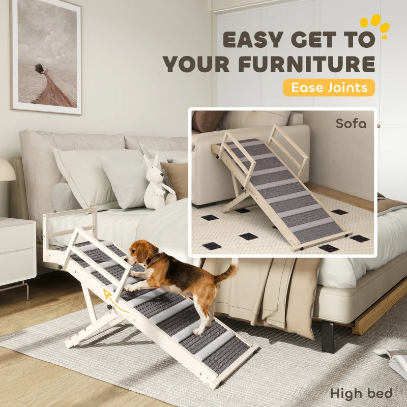 Adjustable Dog Ramp with Side Rails, Folding Pet Step for Small to Large Pets