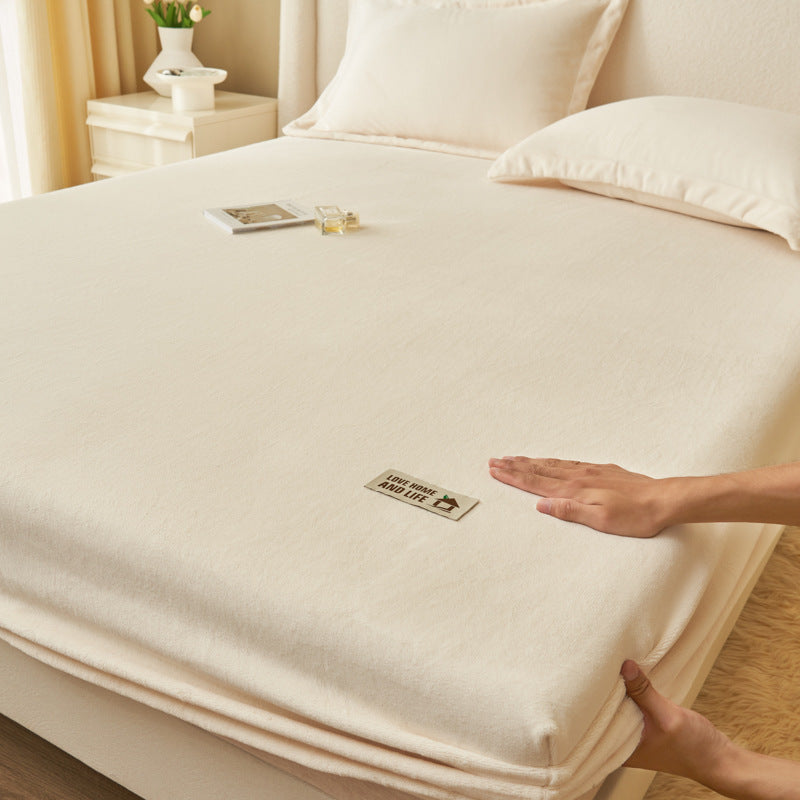 Fleece-Lined Bedspread and Mattress Cover for Single & Double Beds