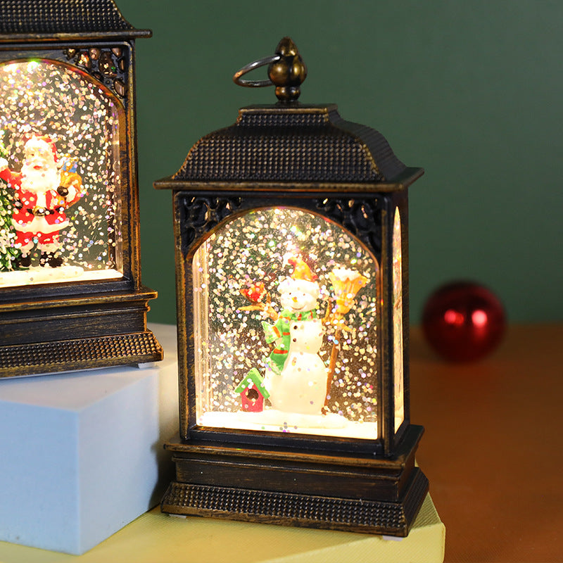 Christmas Luminous Water Injection Flat Storm Lantern Decor Set with Variants