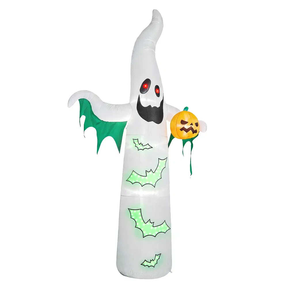 12ft Inflatable Halloween Decor with Flashing Bats & Ghosts